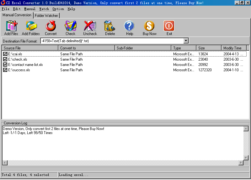 Screenshot of CZ Excel Converter 3.0
