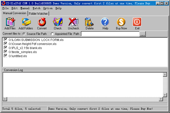 Xls2Pdf COM 1.0 screenshot